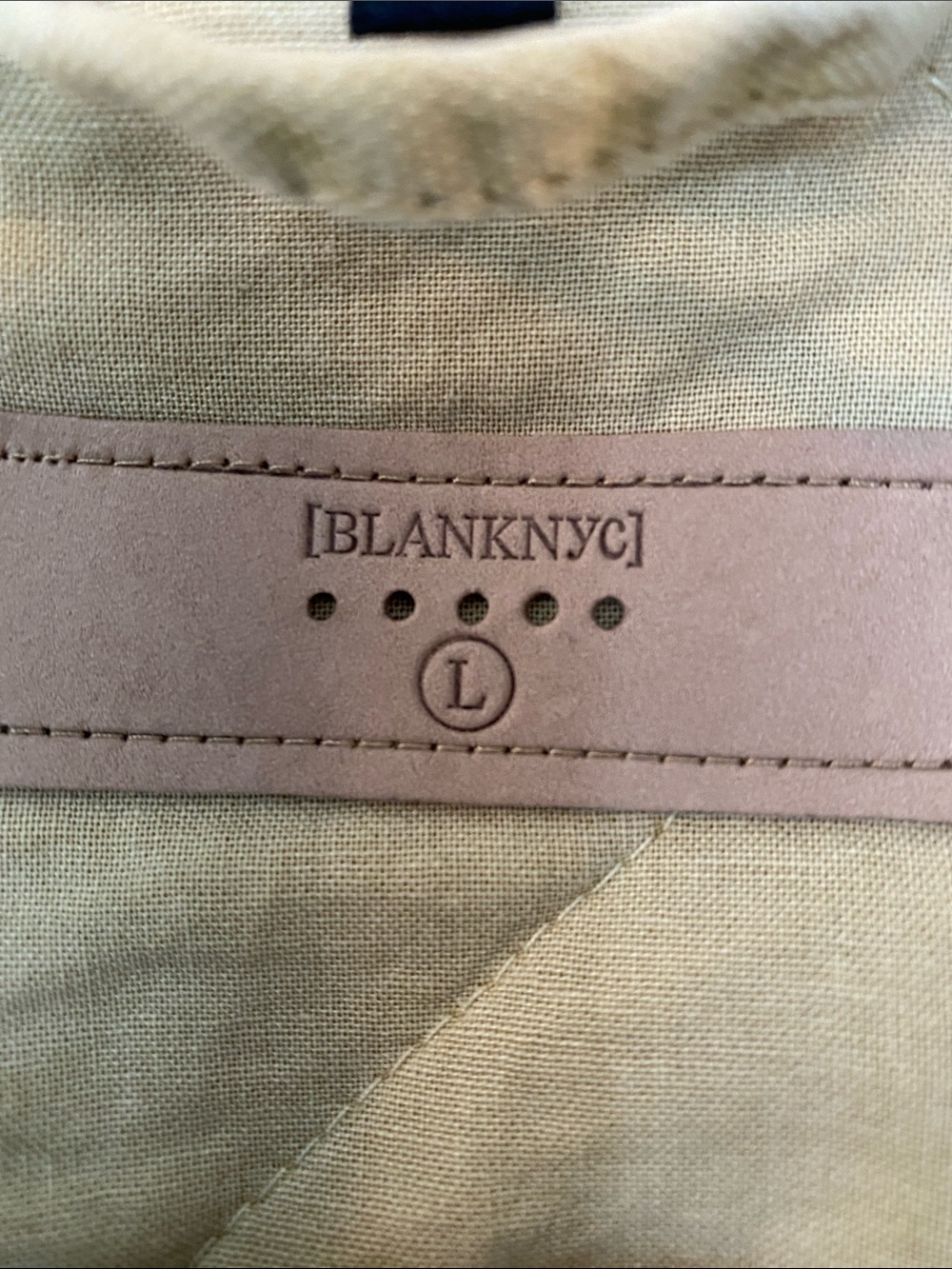 Blank NYC Beige Utility Jacket with Brown Collar with drawstring waist - Picture 3 of 11